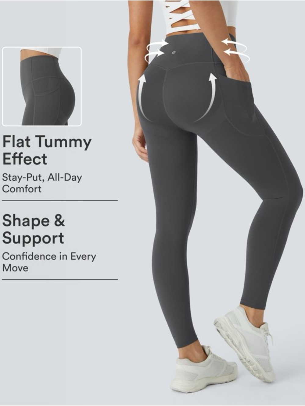NWT Halara UltraSculpt High Waisted Leggings Volcanoc Ash Sz S $49 MSRP